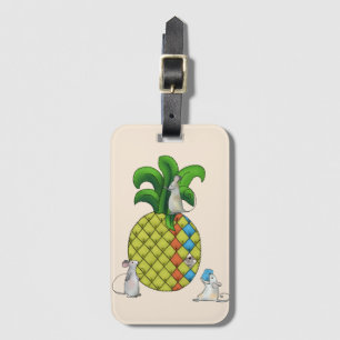 Mice sew pineapples luggage tag