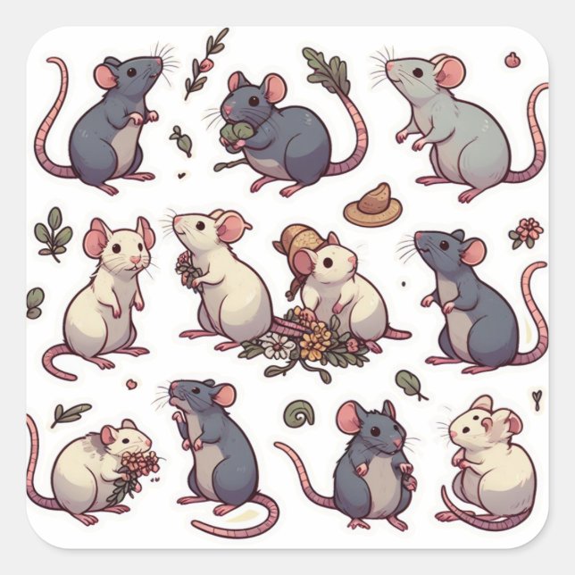 Mice Square Sticker (Front)
