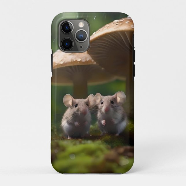 Mice Under Mushroom Sheltering From Rain, Case-Mate iPhone Case (Back)