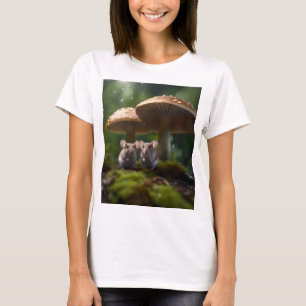 Mice Under Mushroom Sheltering From Rain, T-Shirt