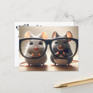 Mice With Big Glasses Eye Doctor Postcard