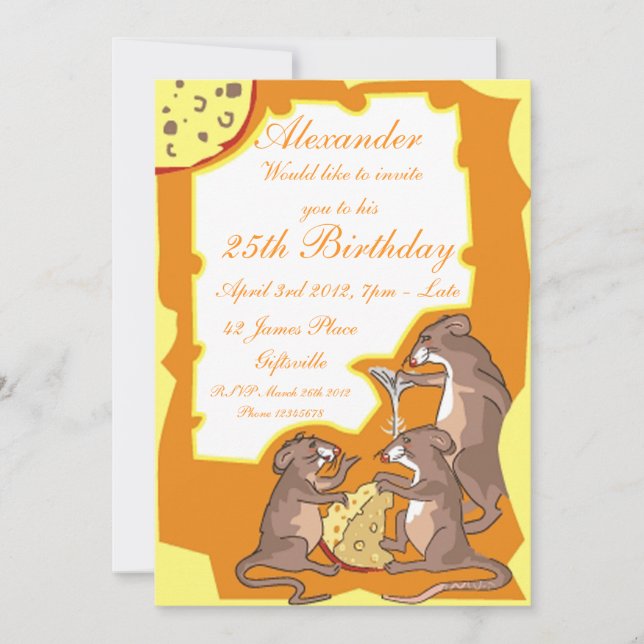 Mice with Cheese Party Invitation (Front)
