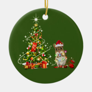 Mice With Hat LIGHTS Christmas Ceramic Ornament