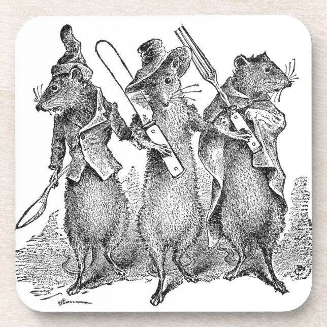 Mice with Silverware Coaster (Front)