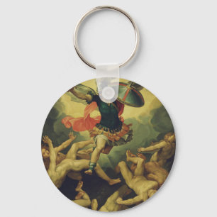 Michael and the fallen angels by Giuseppe Cesari Key Ring