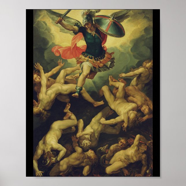 Michael and the fallen angels by Giuseppe Cesari Poster (Front)