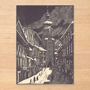 Michael Gate in Bratislava Mediaeval Tower Acrylic Invitations