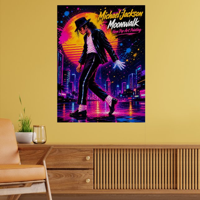 Michael Jackson Moonwalk King of Pop Retro Tribute Poster (Living Room 2)