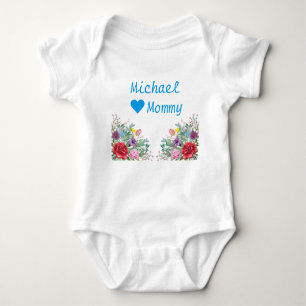 Michael Loves Mummy Twins Twin Brothers Flowers Baby Bodysuit