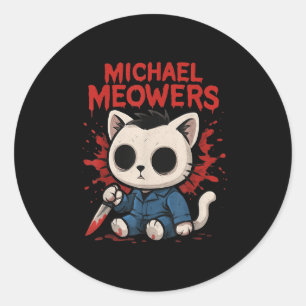 Michael Meowers Halloween Cat Funny Horror Parody  Classic Round Sticker