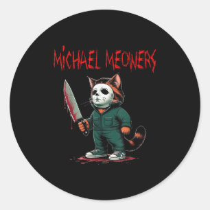 Michael Meowers Halloween Costume Funny Scary Cat  Classic Round Sticker