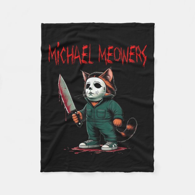Michael Meowers Halloween Costume Funny Scary Cat  Fleece Blanket (Front)