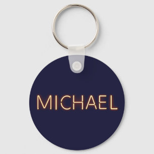 Michael Name in Glowing Neon Lights Key Ring