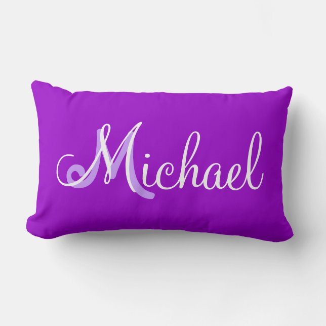 Michael Purple Lumbar Personalised Pillow (Front)