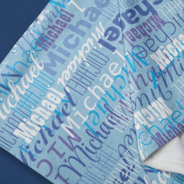 Michael Repeated Name Pattern Shades of Blue  Fleece Blanket (Creator Uploaded)