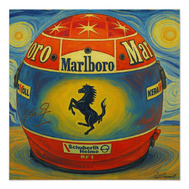 Michael Schumacher's Legendary F1 Ferrari Helmet Poster (Front)