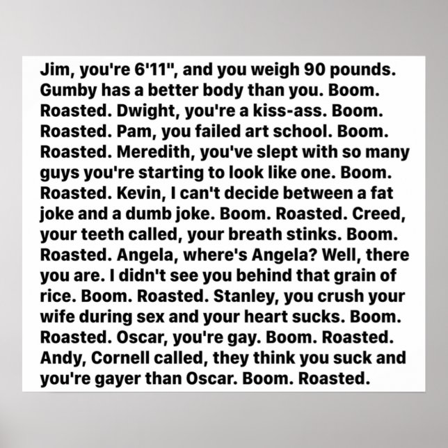 Michael Scotts Boom Roasted Speech Poster (Front)