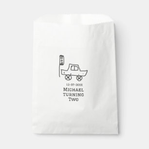 Michael turning two birthday toy car traffic light favour bag