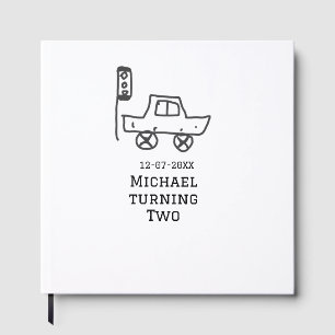 Michael turning two birthday toy car traffic light guest book