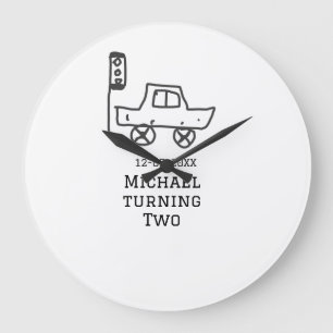 Michael turning two birthday toy car traffic light large clock