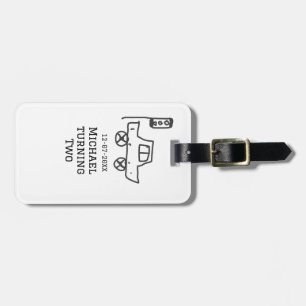 Michael turning two birthday toy car traffic light luggage tag