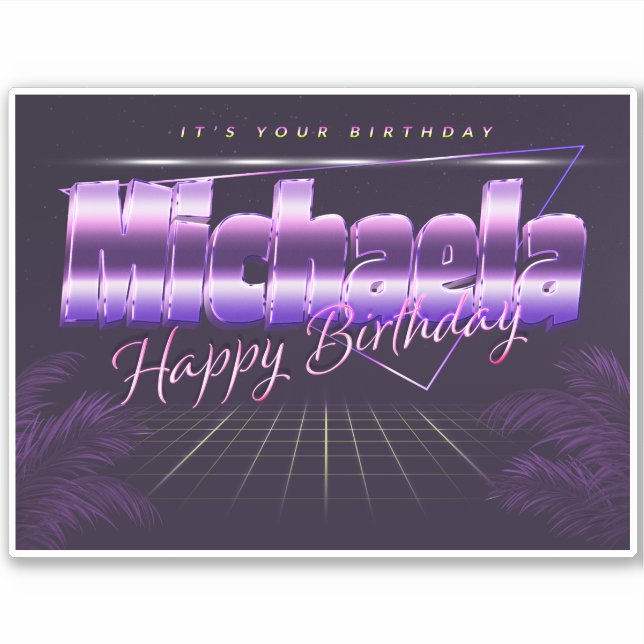 Michaela Name First Name retro Sticker Birthday (Front)
