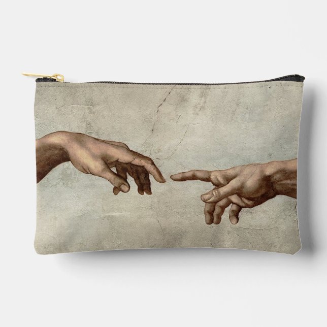 Michaelangelo hands creation adam god accessory pouch (Front)