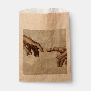 Michaelangelo hands creation adam god favour bag