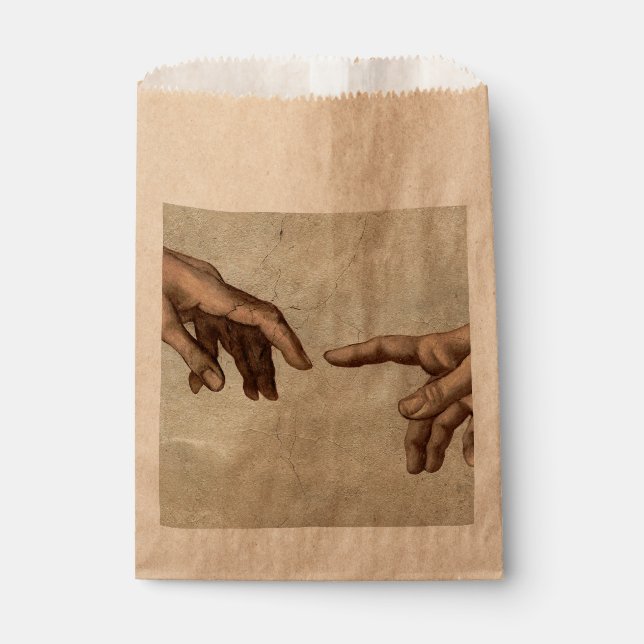 Michaelangelo hands creation adam god favour bag (Front)