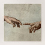 Michaelangelo hands creation adam god jigsaw puzzle<br><div class="desc">The Creation of Adam by Michelangelo Masterpiece Painting - The Creation of Adam is one of the most famous paintings in the world, created by master artist Michelangelo in Rome. The Creation of Adam is a classic fresco that Michelangelo painted in Rome's Vatican, on the Sistine Chapel, in 1511–1512. The...</div>