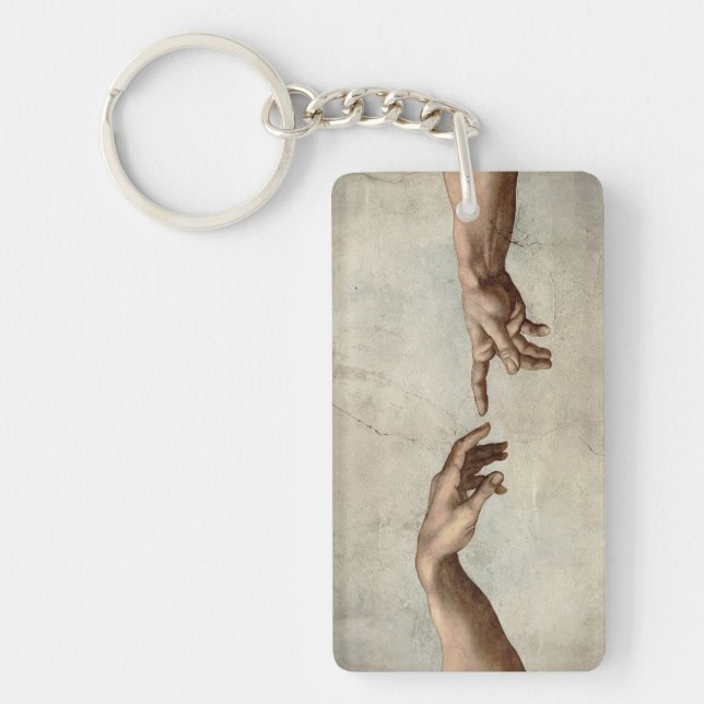 Michaelangelo hands creation adam god key ring (Front)