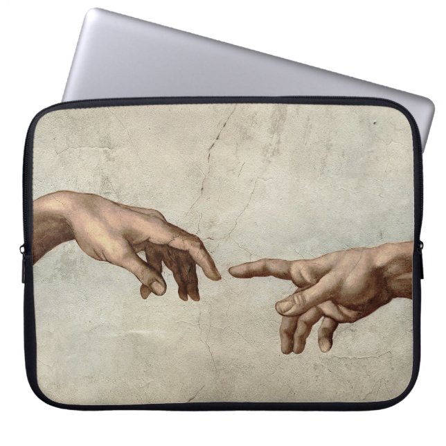 Michaelangelo hands creation adam god laptop sleeve (Front)
