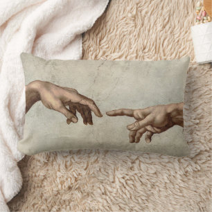 Michaelangelo hands creation adam god lumbar cushion