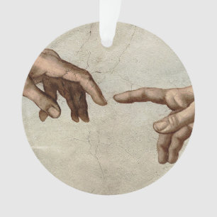 Michaelangelo hands creation adam god ornament