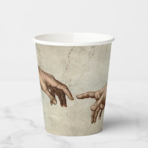 Michaelangelo hands creation adam god paper cups