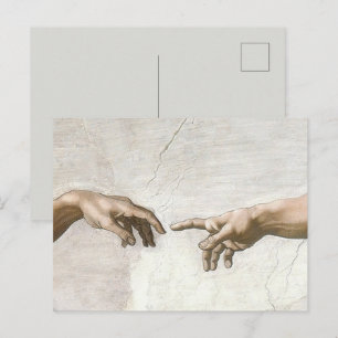 Michaelangelo Hands Creation Adam God Postcard