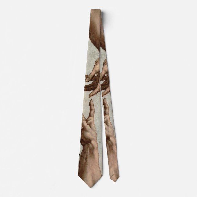 Michaelangelo hands creation adam god tie (Front)