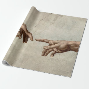 Michaelangelo hands creation adam god wrapping paper