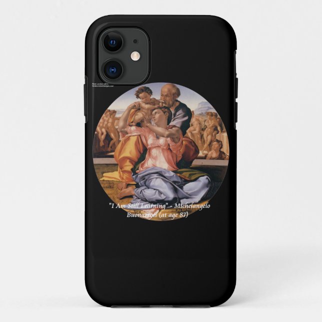 Michelangelo Art & Famous "Learning" Quote Case-Mate iPhone Case (Back)