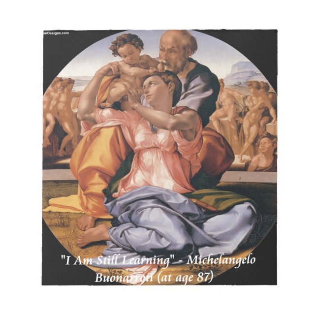 Michelangelo Art & Famous "Learning" Quote Notepad (Front)