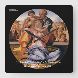 Michelangelo Art & Famous "Learning" Quote Square Wall Clock