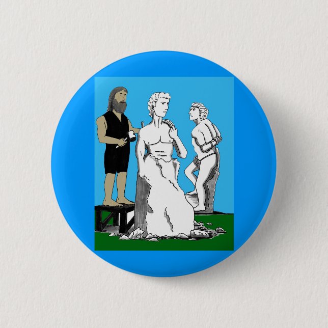 Michelangelo Carving David 6 Cm Round Badge (Front)