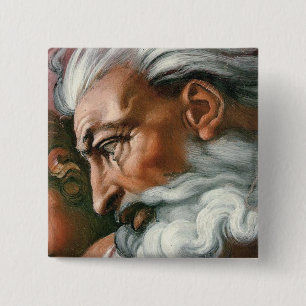 Michelangelo Creation Adam God Art 15 Cm Square Badge