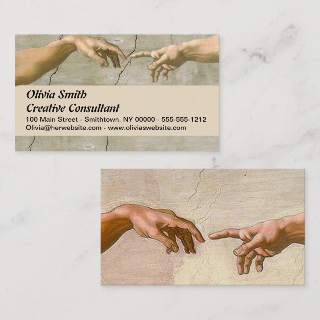 Michelangelo Creation Adam God Art Business Card (Front/Back)