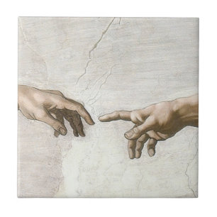 Michelangelo Creation of Adam Hands Fine Art Ceramic Tile