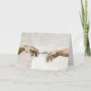 Michelangelo Creation of Adam Hands Fine Art Holiday Card