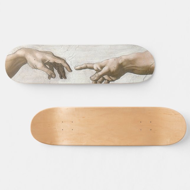 Michelangelo Creation of Adam Hands Fine Art Skateboard (Horz)