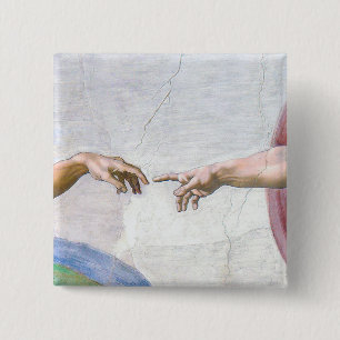 Michelangelo - Creation of Adam Isolated 15 Cm Square Badge