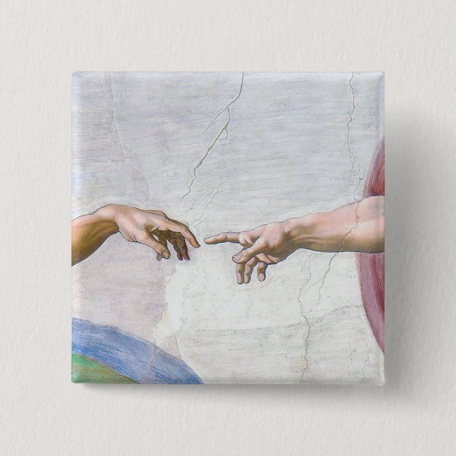 Michelangelo - Creation of Adam Isolated 15 Cm Square Badge (Front)