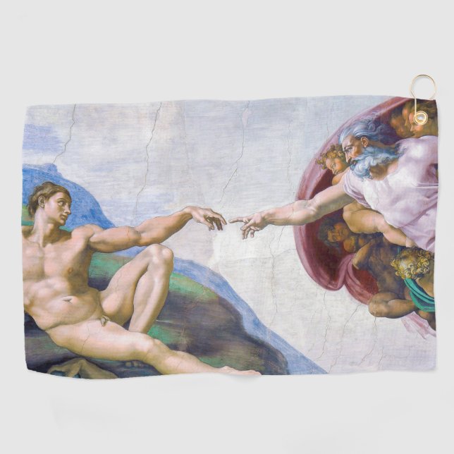 Michelangelo - Creation of Adam Isolated Golf Towel (Horizontal)